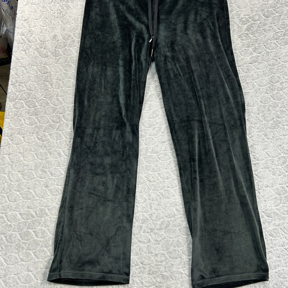 Juicy Couture Black Velour Lounge Pants Rhinestone Logo Sleepwear Womens Large - Picture 3 of 10